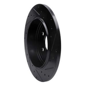 Dodge Durango Brake Rotor (1) - Rear Left - R1 Concepts - Drilled & Slotted - Black - `11-`22